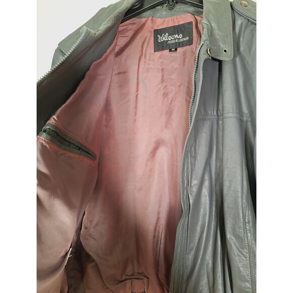 Wilsons Suede & Leather Men's Genuine Leather Jacket Gray Made In Korea - Picture 6 of 6